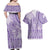 Purple Niue Language Week Couples Matching Off Shoulder Maxi Dress and Hawaiian Shirt The Rock Coconut Crab - Siapo Pattern