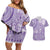 Purple Niue Language Week Couples Matching Off Shoulder Short Dress and Hawaiian Shirt The Rock Coconut Crab - Siapo Pattern