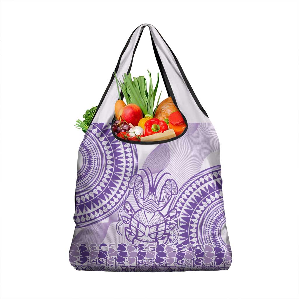Purple Niue Language Week Grocery Bag The Rock Coconut Crab - Siapo Pattern LT14 1-pack One Size Purple - Polynesian Pride