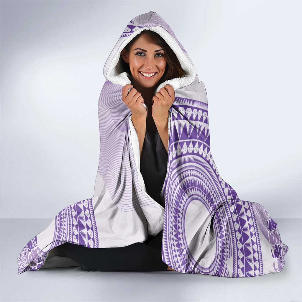 Purple Niue Language Week Hooded Blanket The Rock Coconut Crab - Siapo Pattern LT14 - Polynesian Pride