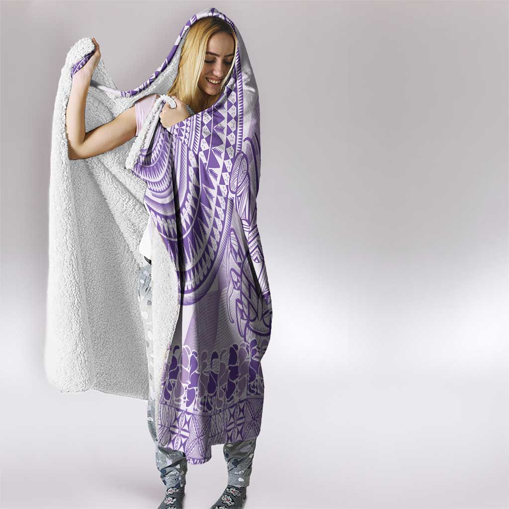 Purple Niue Language Week Hooded Blanket The Rock Coconut Crab - Siapo Pattern LT14 - Polynesian Pride