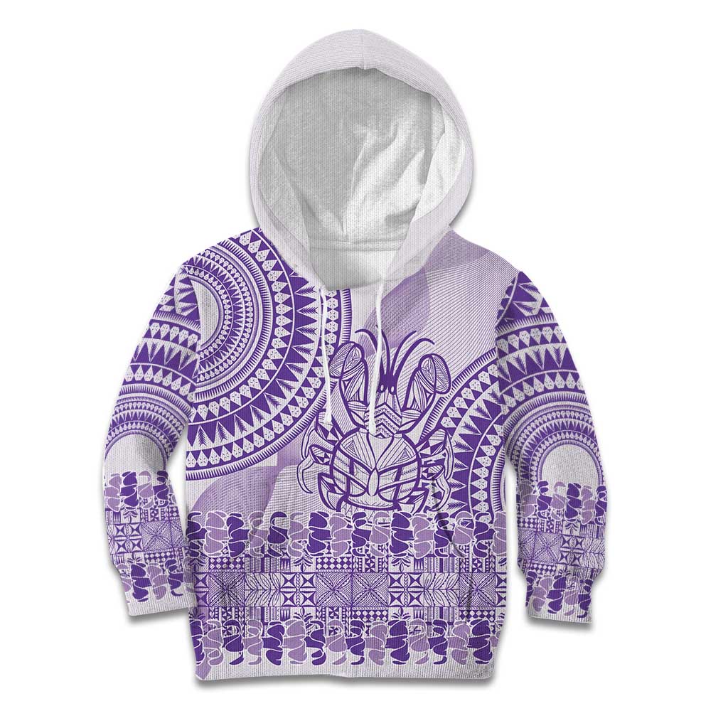 Purple Niue Language Week Kid Hoodie The Rock Coconut Crab - Siapo Pattern LT14 Hoodie Purple - Polynesian Pride