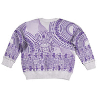Purple Niue Language Week Kid Ugly Christmas Sweater The Rock Coconut Crab - Siapo Pattern LT14 - Polynesian Pride