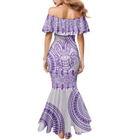 Purple Niue Language Week Mermaid Dress The Rock Coconut Crab - Siapo Pattern LT14 - Polynesian Pride
