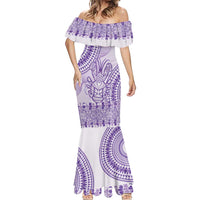 Purple Niue Language Week Mermaid Dress The Rock Coconut Crab - Siapo Pattern LT14 - Polynesian Pride