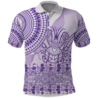 Purple Niue Language Week Polo Shirt The Rock Coconut Crab - Siapo Pattern LT14 Purple - Polynesian Pride