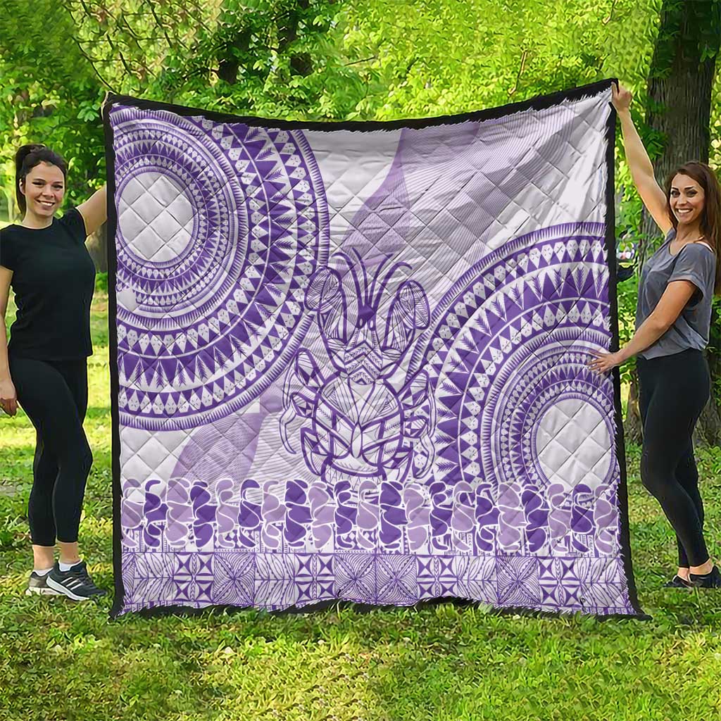 Purple Niue Language Week Quilt The Rock Coconut Crab - Siapo Pattern LT14 - Polynesian Pride