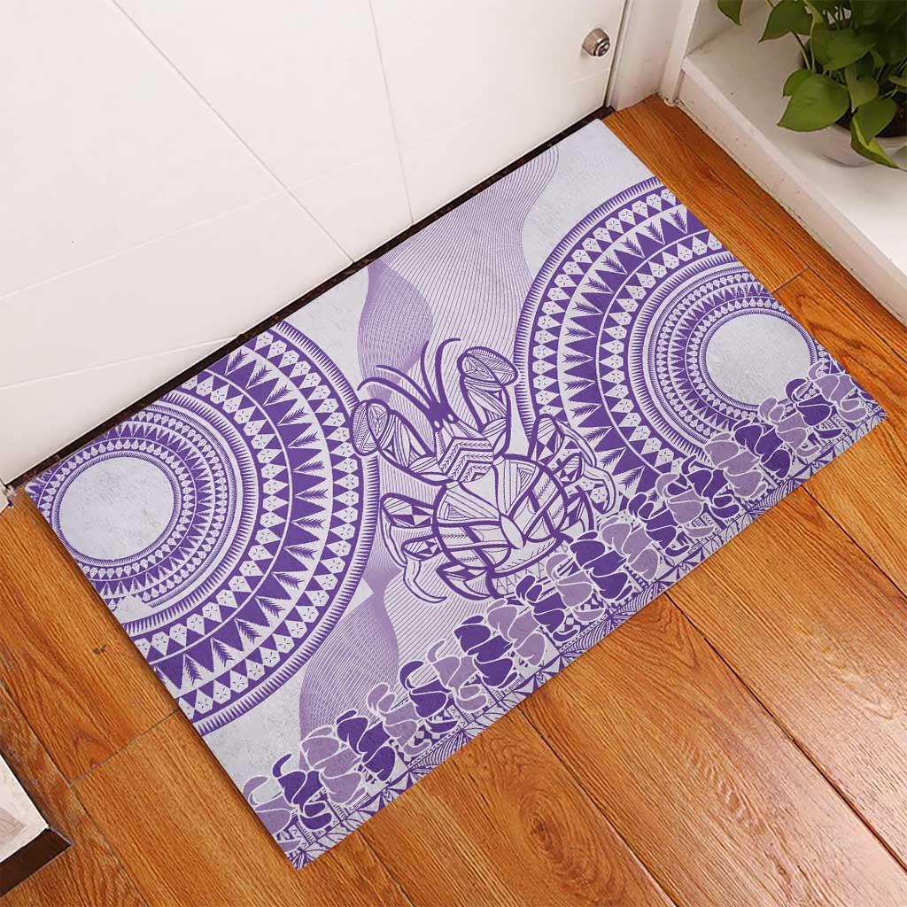 Purple Niue Language Week Rubber Doormat The Rock Coconut Crab - Siapo Pattern LT14 - Polynesian Pride