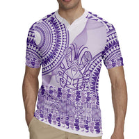 Purple Niue Language Week Rugby Jersey The Rock Coconut Crab - Siapo Pattern LT14 - Polynesian Pride