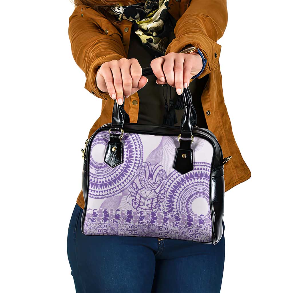 Purple Niue Language Week Shoulder Handbag The Rock Coconut Crab - Siapo Pattern LT14 One Size Purple - Polynesian Pride