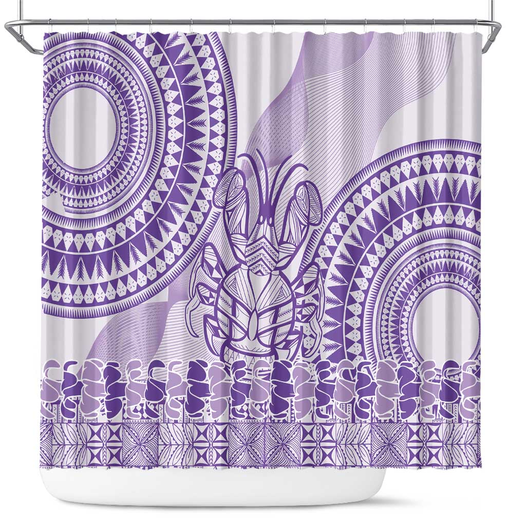 Purple Niue Language Week Shower Curtain The Rock Coconut Crab - Siapo Pattern LT14 Purple - Polynesian Pride