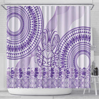 Purple Niue Language Week Shower Curtain The Rock Coconut Crab - Siapo Pattern LT14 - Polynesian Pride
