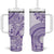 Purple Niue Language Week Tumbler With Handle The Rock Coconut Crab - Siapo Pattern