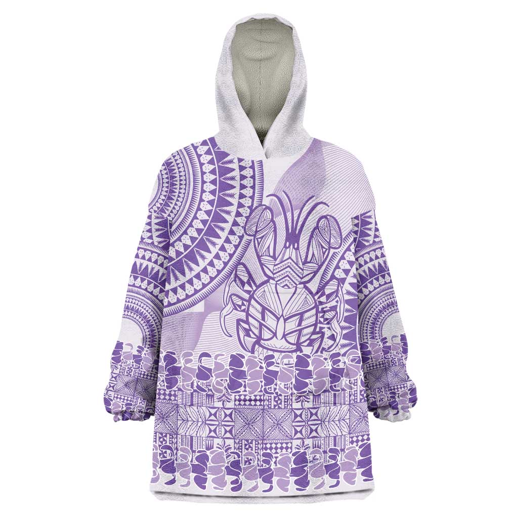 Purple Niue Language Week Wearable Blanket Hoodie The Rock Coconut Crab - Siapo Pattern LT14 One Size Purple - Polynesian Pride