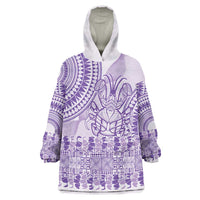 Purple Niue Language Week Wearable Blanket Hoodie The Rock Coconut Crab - Siapo Pattern LT14 One Size Purple - Polynesian Pride