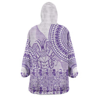 Purple Niue Language Week Wearable Blanket Hoodie The Rock Coconut Crab - Siapo Pattern LT14 - Polynesian Pride