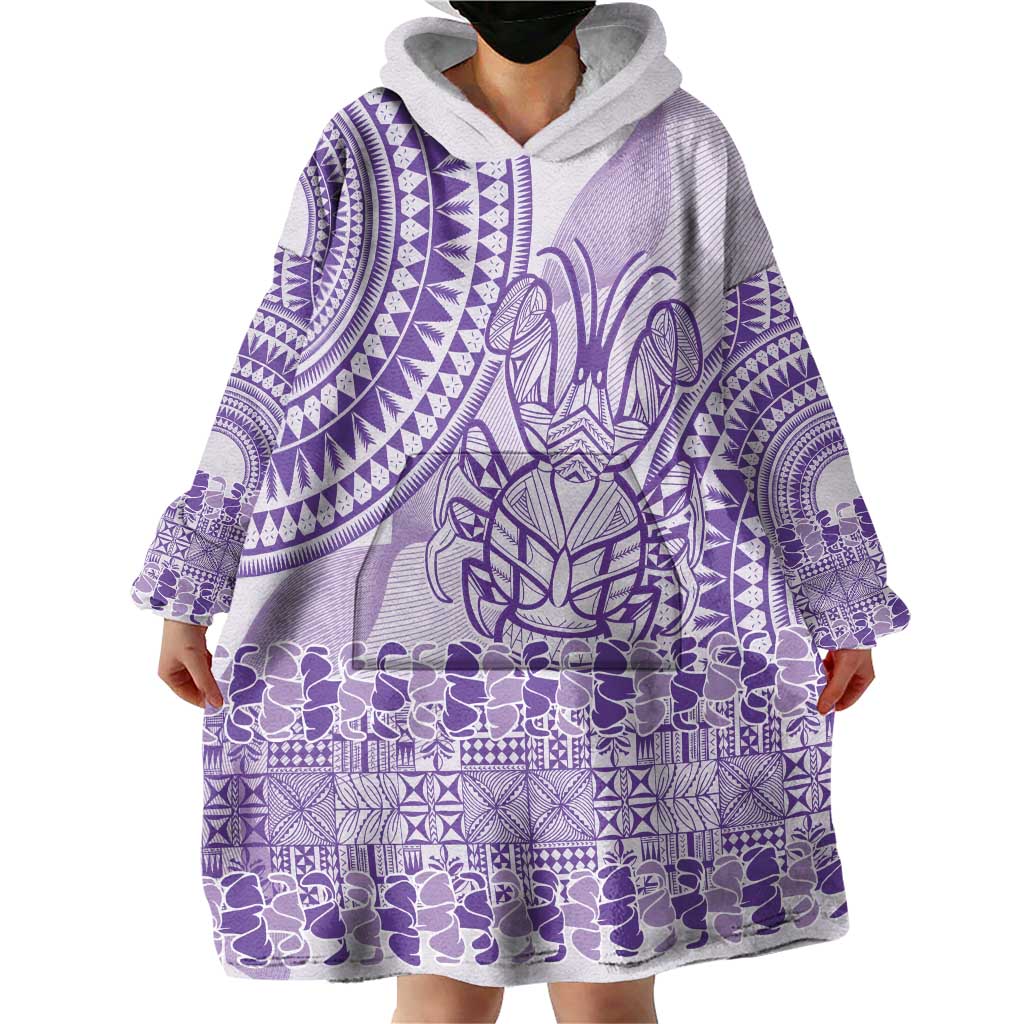 Purple Niue Language Week Wearable Blanket Hoodie The Rock Coconut Crab - Siapo Pattern LT14 - Polynesian Pride