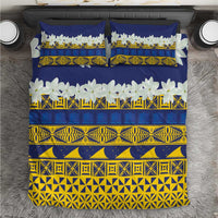 Tokelau Language Week Bedding Set Tokelauan Tuluma With Gardenia Thunbergia LT14 Blue - Polynesian Pride