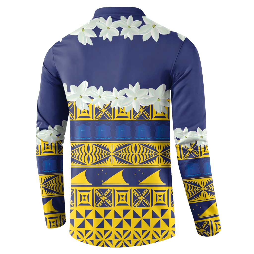Tokelau Language Week Button Sweatshirt Tokelauan Tuluma With Gardenia Thunbergia LT14 - Polynesian Pride