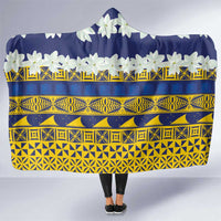 Tokelau Language Week Hooded Blanket Tokelauan Tuluma With Gardenia Thunbergia LT14 One Size Blue - Polynesian Pride