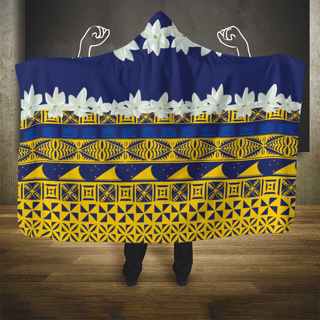 Tokelau Language Week Hooded Blanket Tokelauan Tuluma With Gardenia Thunbergia LT14 - Polynesian Pride