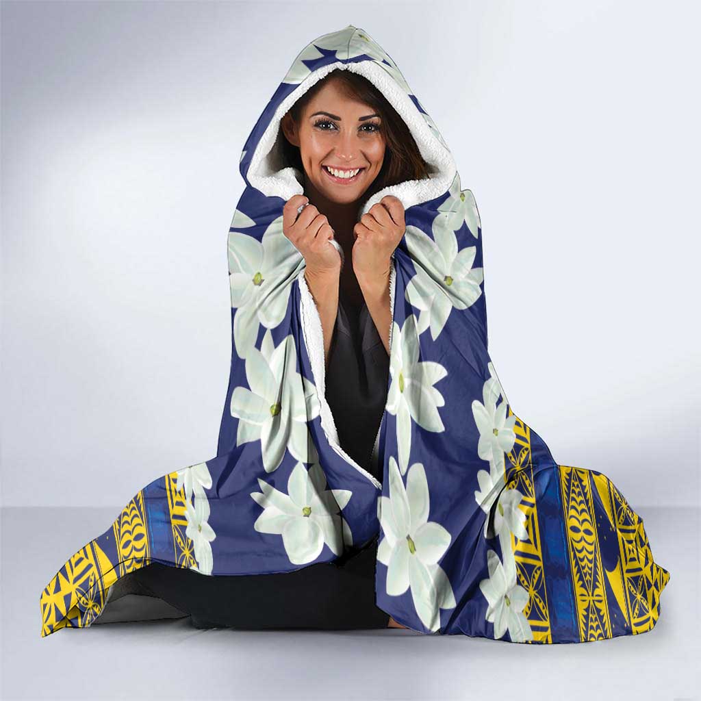 Tokelau Language Week Hooded Blanket Tokelauan Tuluma With Gardenia Thunbergia LT14 - Polynesian Pride