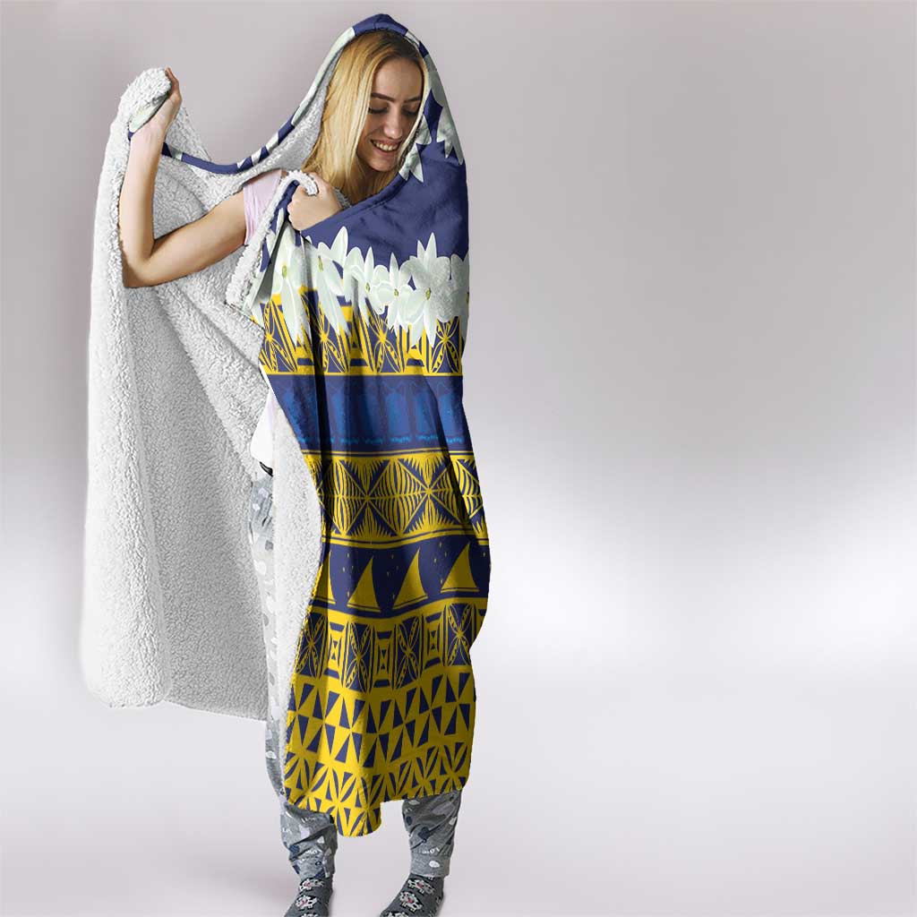 Tokelau Language Week Hooded Blanket Tokelauan Tuluma With Gardenia Thunbergia LT14 - Polynesian Pride