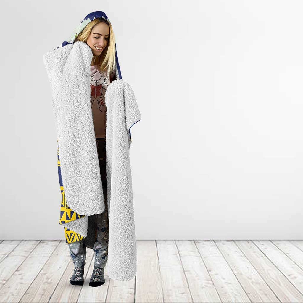 Tokelau Language Week Hooded Blanket Tokelauan Tuluma With Gardenia Thunbergia LT14 - Polynesian Pride