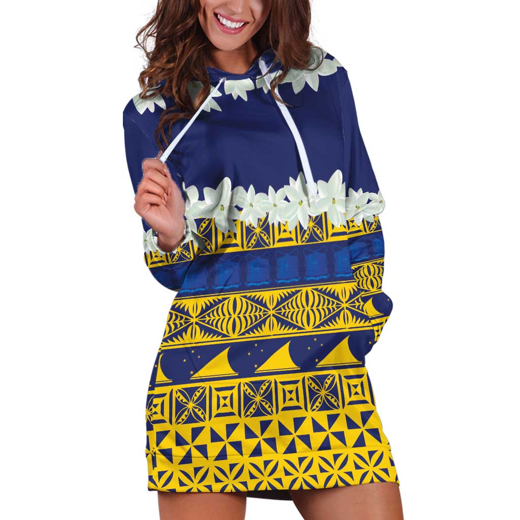 Tokelau Language Week Hoodie Dress Tokelauan Tuluma With Gardenia Thunbergia