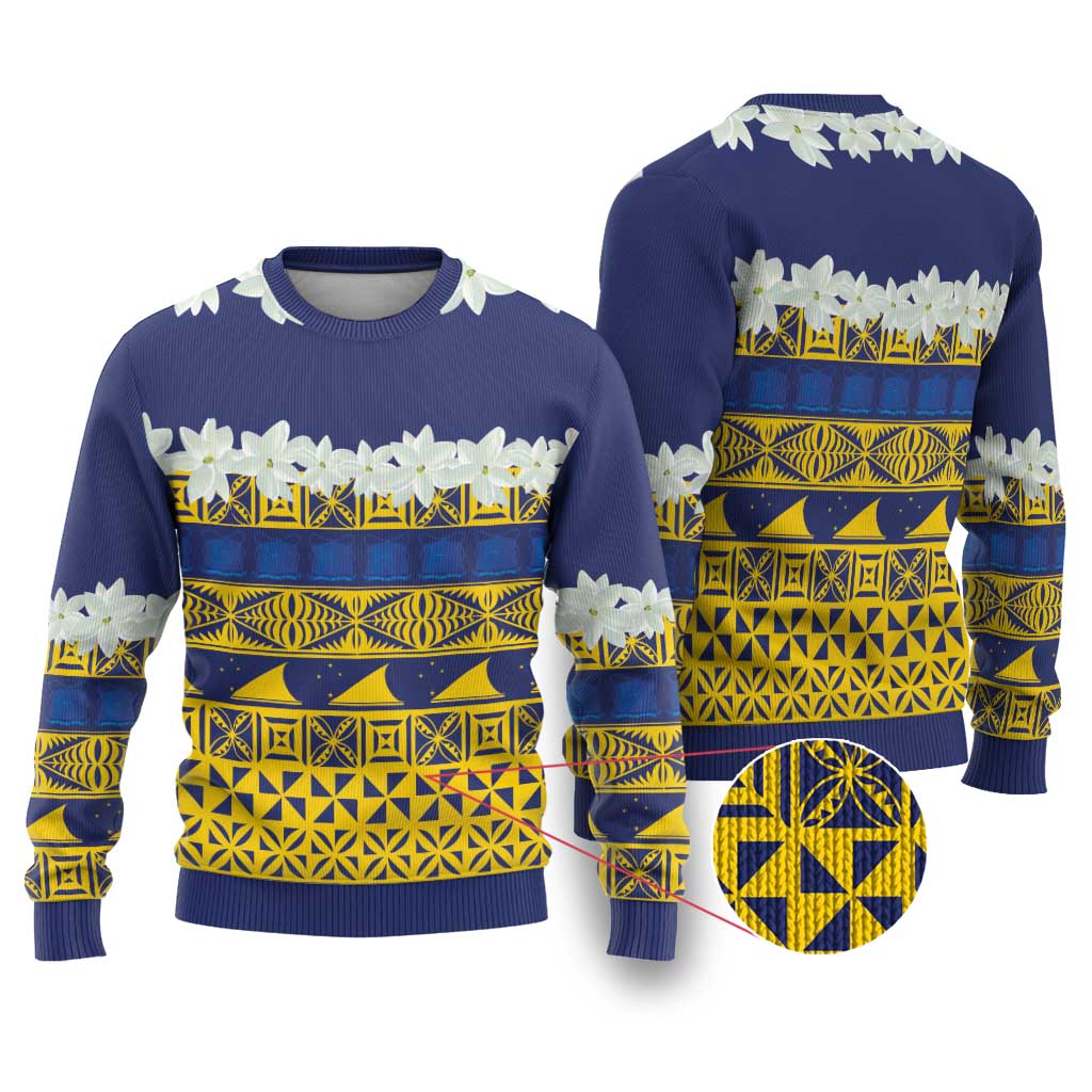 Tokelau Language Week Ugly Christmas Sweater Tokelauan Tuluma With Gardenia Thunbergia