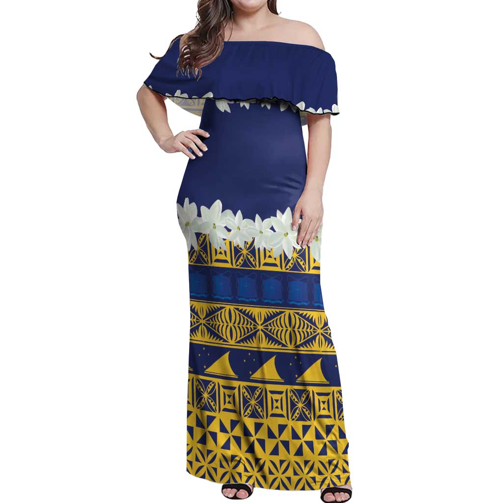 Tokelau Language Week Off Shoulder Maxi Dress Tokelauan Tuluma With Gardenia Thunbergia