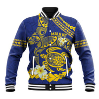 Te Vaiaho o te Gagana Tokelau Baseball Jacket Polynesian Turtle - Malo Ni! LT14 Unisex Blue - Polynesian Pride
