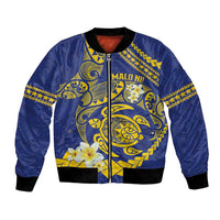 Te Vaiaho o te Gagana Tokelau Bomber Jacket Polynesian Turtle - Malo Ni! LT14 Unisex Blue - Polynesian Pride