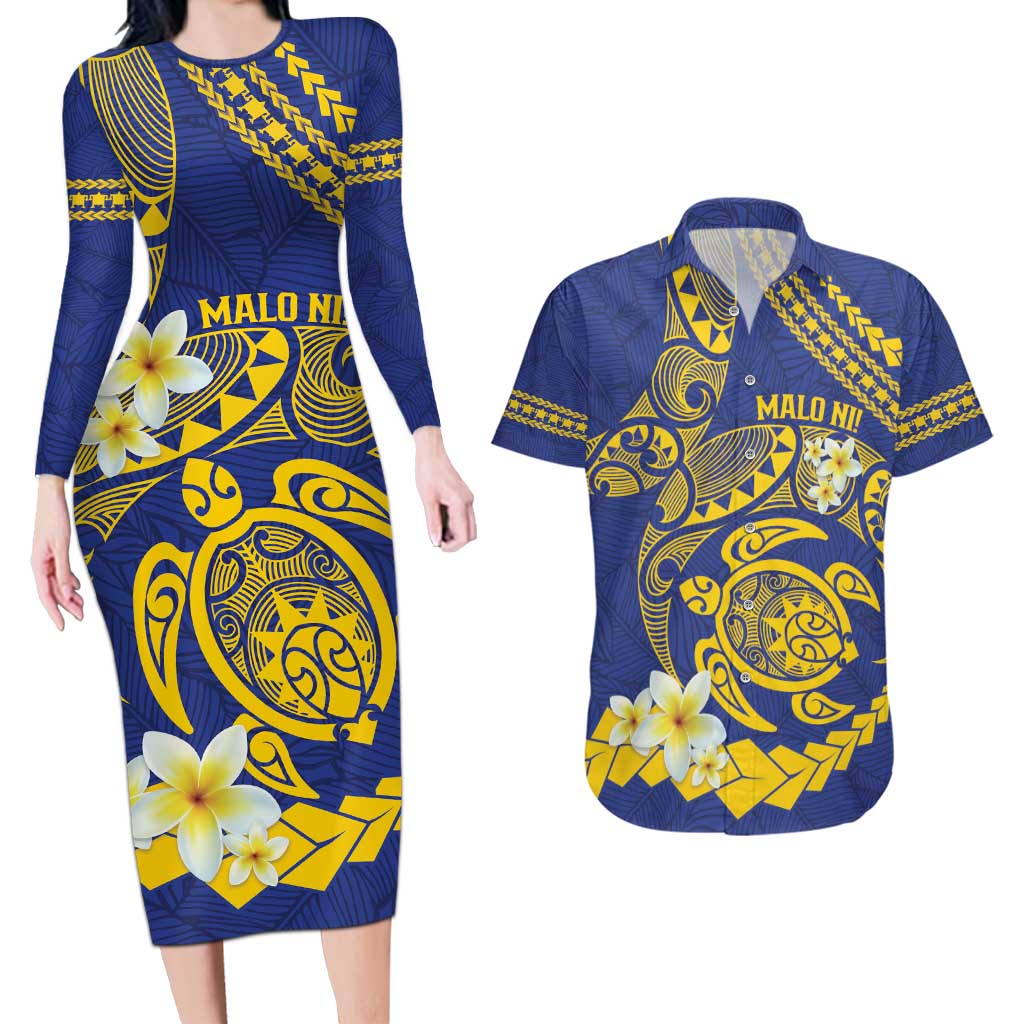 Te Vaiaho o te Gagana Tokelau Couples Matching Long Sleeve Bodycon Dress and Hawaiian Shirt Polynesian Turtle - Malo Ni!