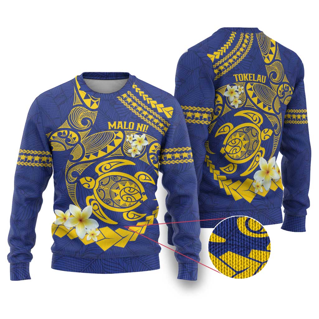 Te Vaiaho o te Gagana Tokelau Ugly Christmas Sweater Polynesian Turtle - Malo Ni! LT14 Blue - Polynesian Pride