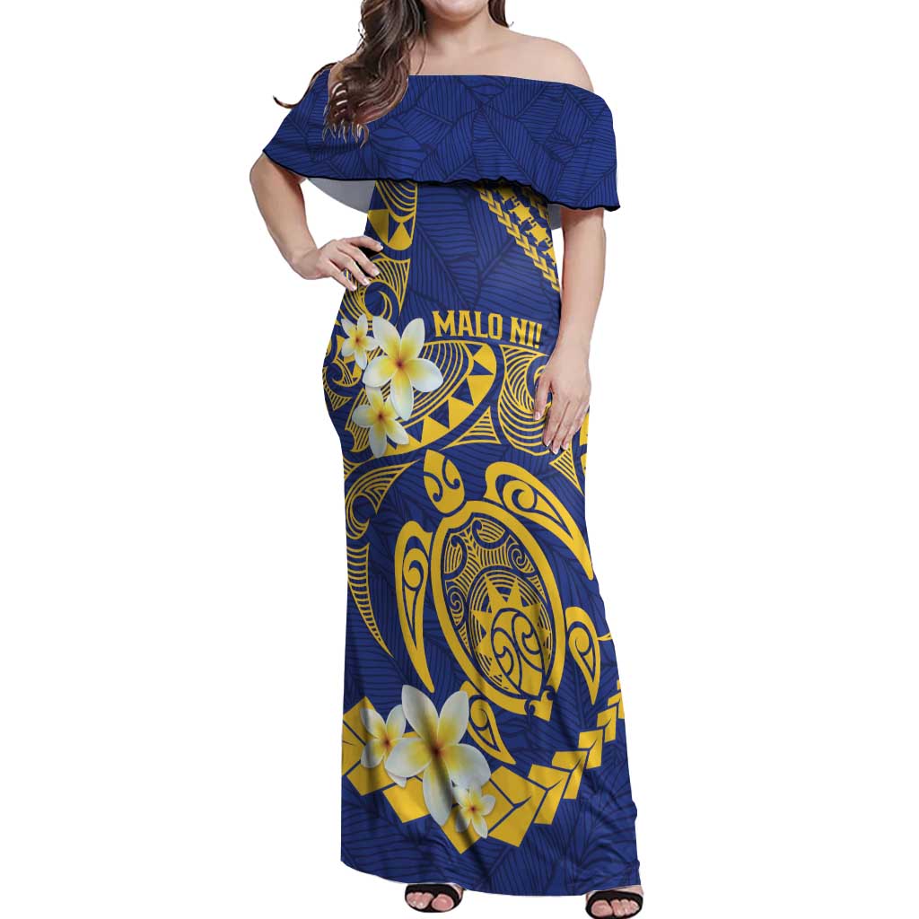 Te Vaiaho o te Gagana Tokelau Off Shoulder Maxi Dress Polynesian Turtle - Malo Ni!