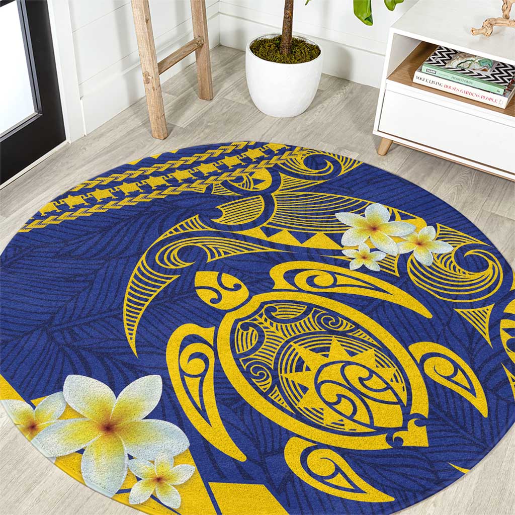 Te Vaiaho o te Gagana Tokelau Round Carpet Polynesian Turtle - Malo Ni! LT14 Blue - Polynesian Pride