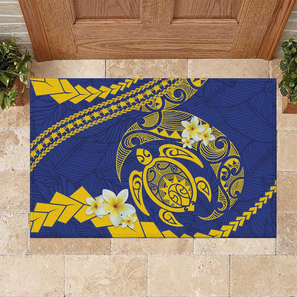 Te Vaiaho o te Gagana Tokelau Rubber Doormat Polynesian Turtle - Malo Ni! LT14 Blue - Polynesian Pride