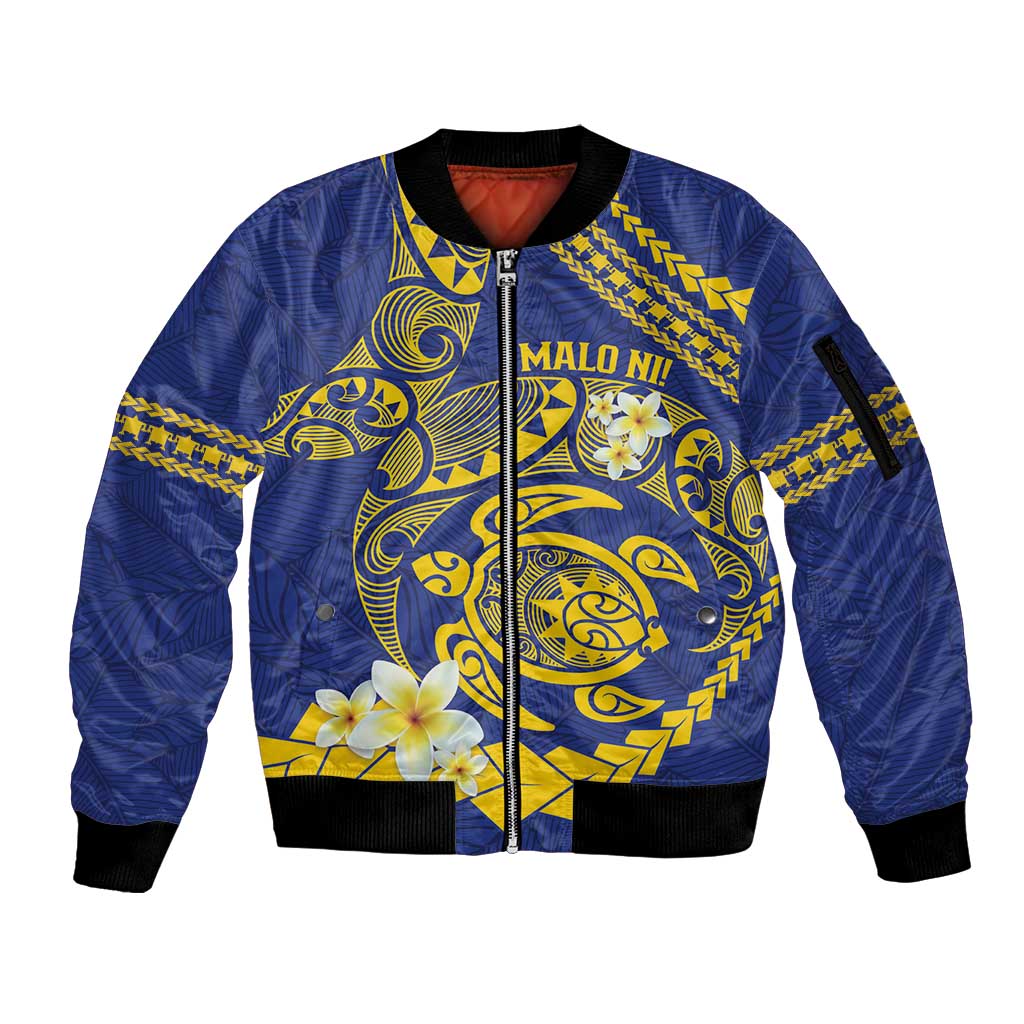 Te Vaiaho o te Gagana Tokelau Sleeve Zip Bomber Jacket Polynesian Turtle - Malo Ni!