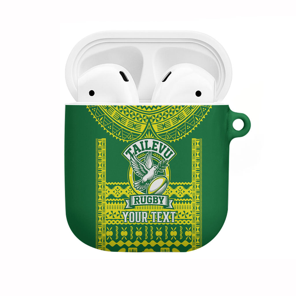 Fiji Tailevu Rugby Custom AirPods Case Go Champions Fijian Tapa Pattern LT14 Green - Polynesian Pride