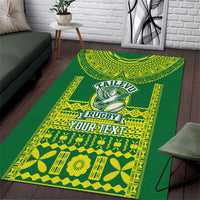 Fiji Tailevu Rugby Custom Area Rug Go Champions Fijian Tapa Pattern LT14 Green - Polynesian Pride