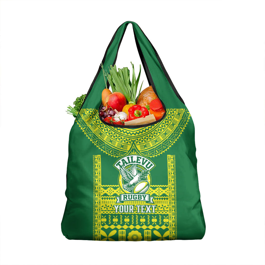Fiji Tailevu Rugby Custom Grocery Bag Go Champions Fijian Tapa Pattern LT14 1-pack One Size Green - Polynesian Pride
