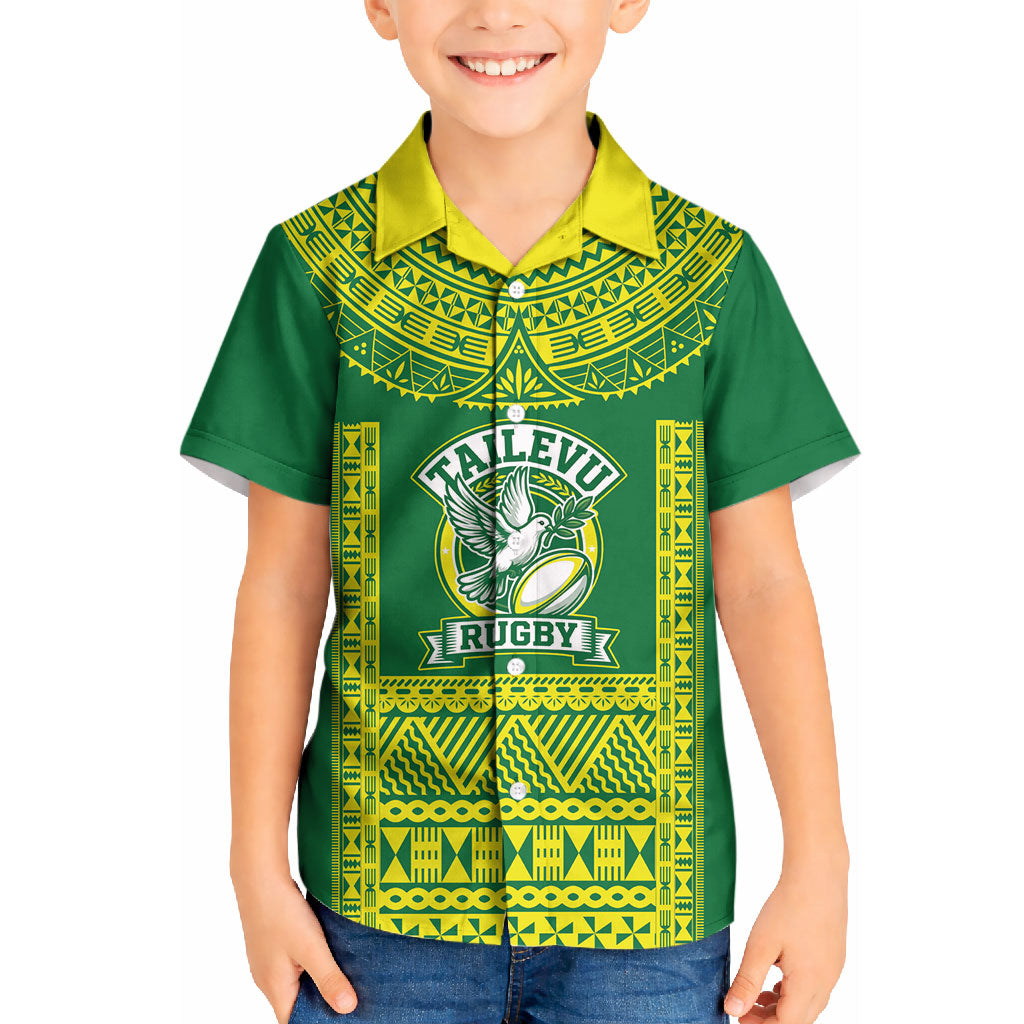 Fiji Tailevu Rugby Custom Kid Hawaiian Shirt Go Champions Fijian Tapa Pattern LT14 Kid Green - Polynesian Pride