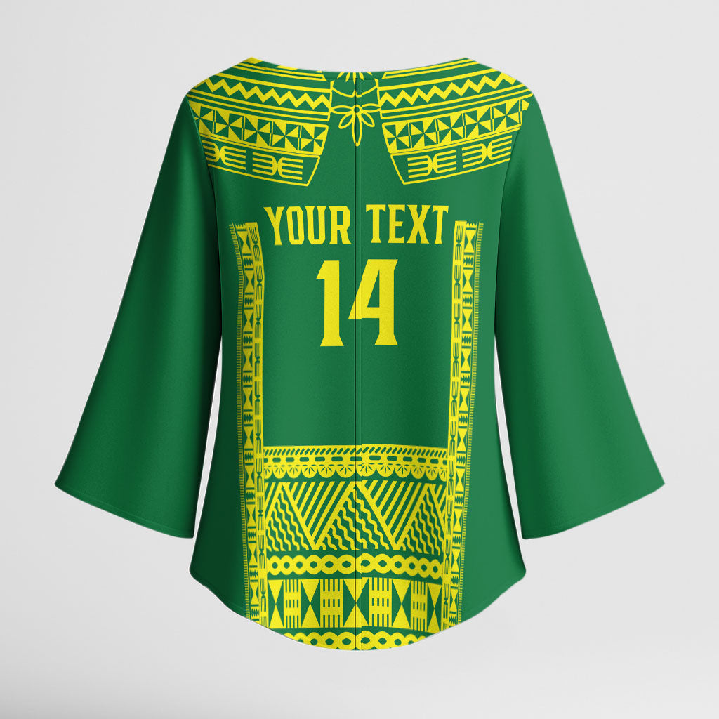 Fiji Tailevu Rugby Custom Kimono Sleeve Blouse Go Champions Fijian Tapa Pattern LT14 - Polynesian Pride