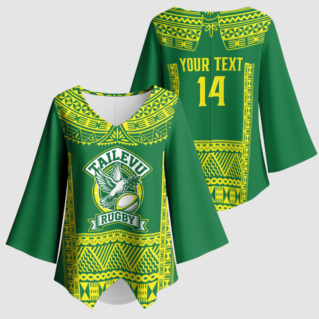 Fiji Tailevu Rugby Custom Kimono Sleeve Blouse Go Champions Fijian Tapa Pattern LT14 - Polynesian Pride
