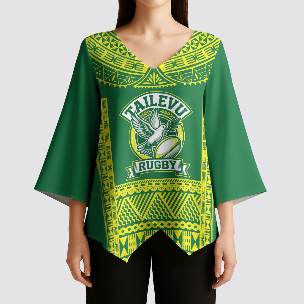 Fiji Tailevu Rugby Custom Kimono Sleeve Blouse Go Champions Fijian Tapa Pattern LT14 - Polynesian Pride