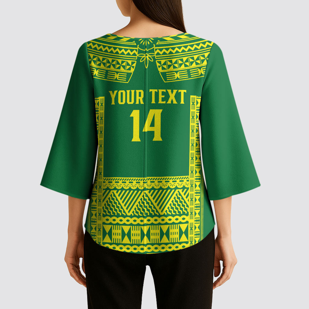 Fiji Tailevu Rugby Custom Kimono Sleeve Blouse Go Champions Fijian Tapa Pattern LT14 - Polynesian Pride