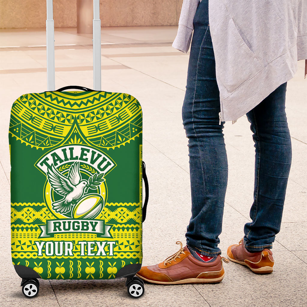 Fiji Tailevu Rugby Custom Luggage Cover Go Champions Fijian Tapa Pattern LT14 Green - Polynesian Pride