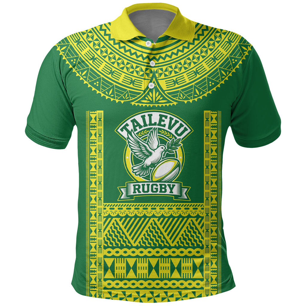 Fiji Tailevu Rugby Custom Polo Shirt Go Champions Fijian Tapa Pattern LT14 Green - Polynesian Pride