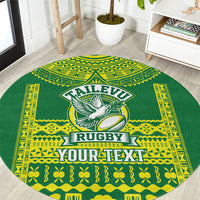 Fiji Tailevu Rugby Custom Round Carpet Go Champions Fijian Tapa Pattern LT14 Green - Polynesian Pride